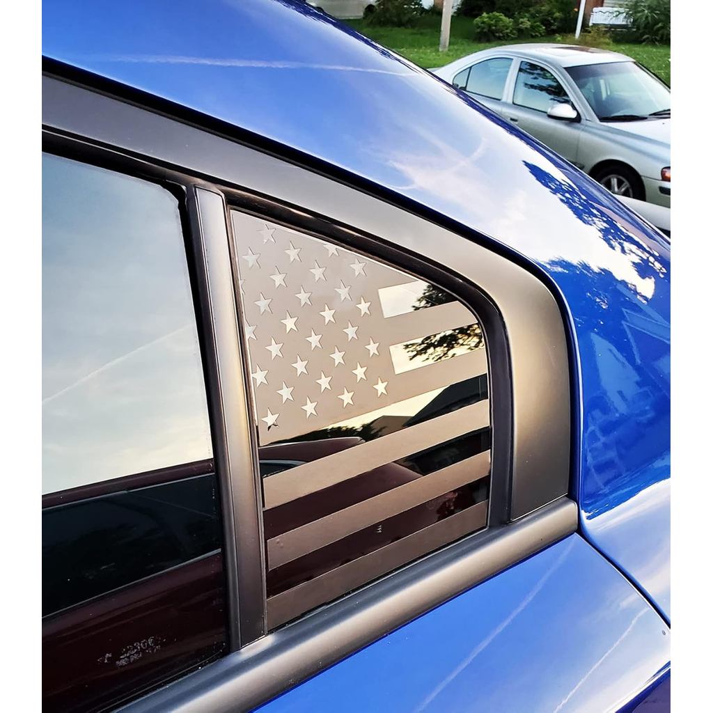 Xinghe cho Dodge Charger 2011-2023 Side Quarter Window American Flag Decals, Matte Black USA Flag De