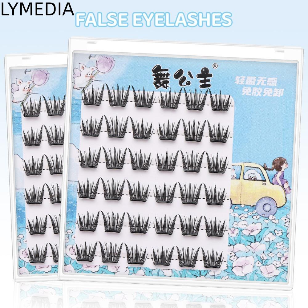 LYMEDIA Lông Mi Giả Phân Đoạn, Với Dải Keo Thạch DIY Lông Mi Giả, Thời Trang Nhiều Kiểu Keo Miễn Phí