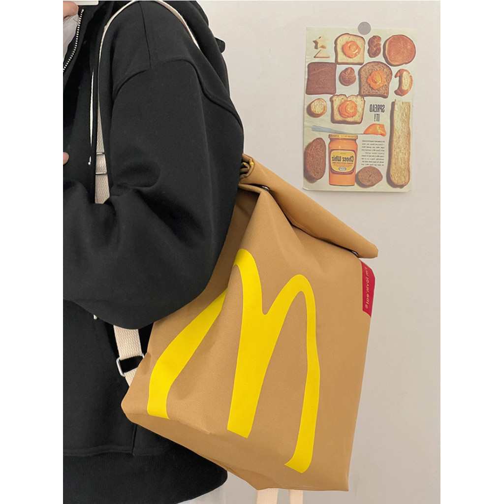 Túi Influencer Túi Dung Tích Lớn Ba Lô Túi Giấy Thông Thường Ba Lô Túi Lớp Học Sinh McDonald 's Burg