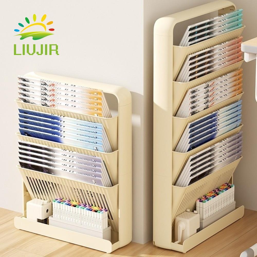 Kệ sách dung tích lớn LIUJIR, Cấu trúc 3 / 5 lớp Bàn học có thể tháo rời, Phong cách đơn giản Tiết k