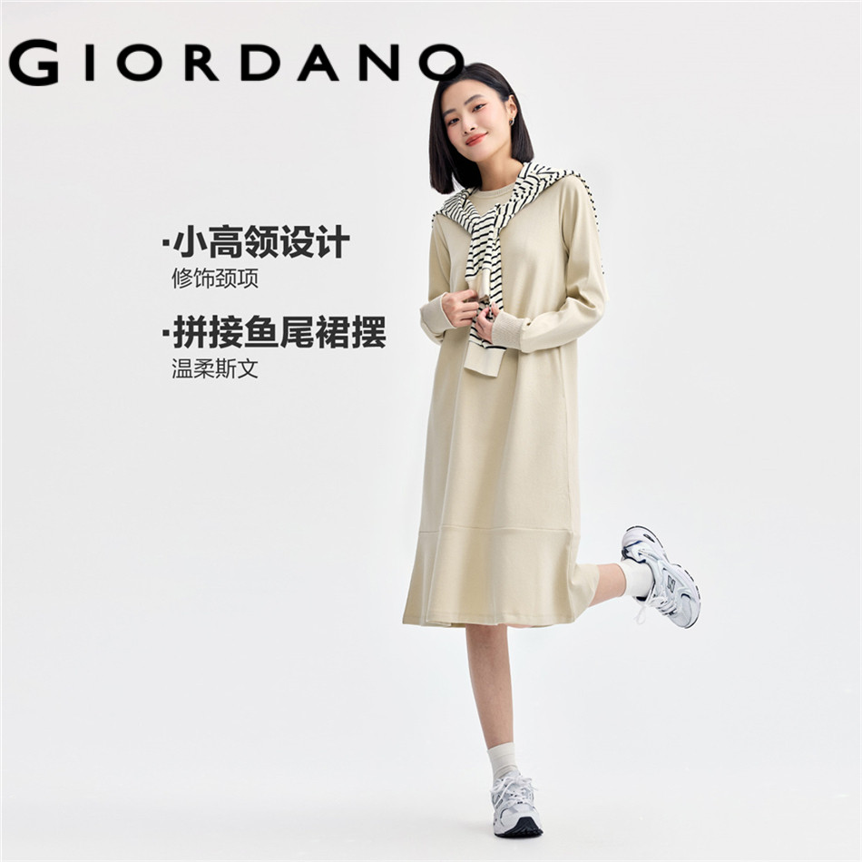 GIORDANO WOMEN Crewneck fishtail dress 13464764
