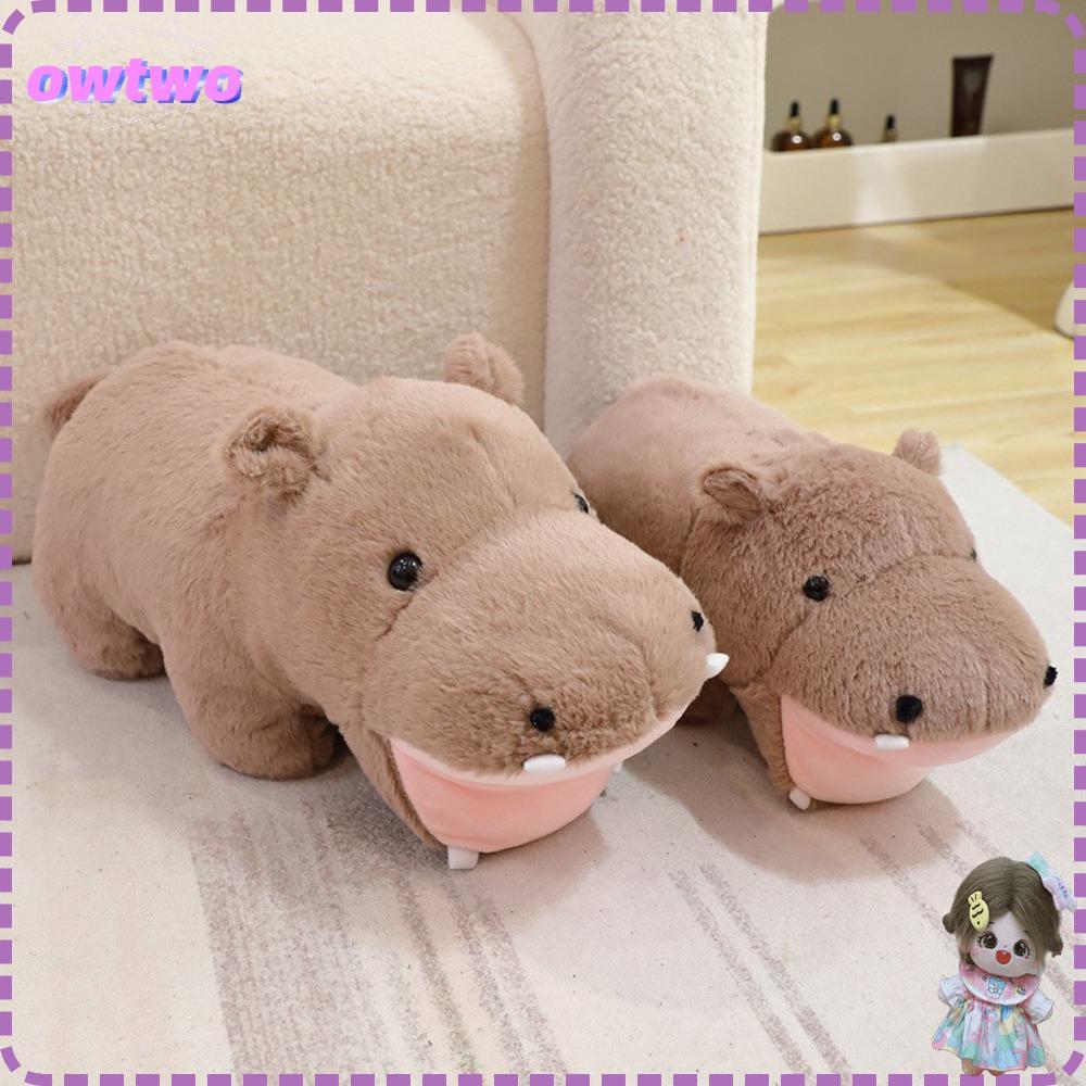 OWTWO Đồ Chơi Sang Trọng, Hoạt Hình Thú Nhồi Bông Đáng Yêu, Miệng Lớn Trang Trí Nhà Moodeng Bé Hippo