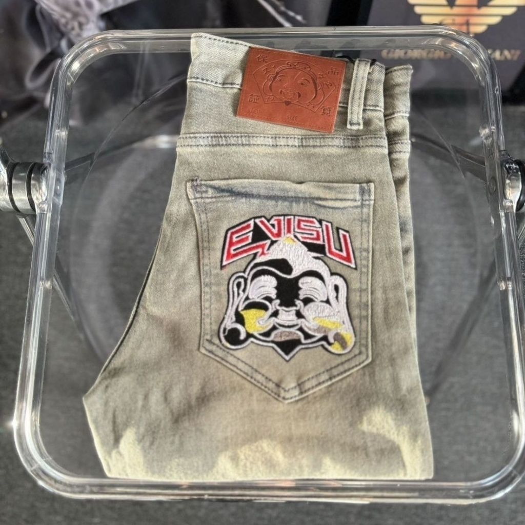 Quần Jean EVISU3721 Ôm Thêu Trực, Thiết Kế Mới, vừa Vặn