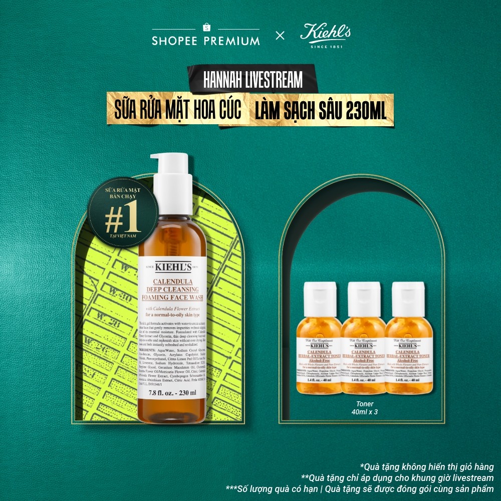 [HANNAH] Sữa rửa mặt hoa cúc Kiehl's Calendula Deep Cleansing Foaming Face Wash 230ml