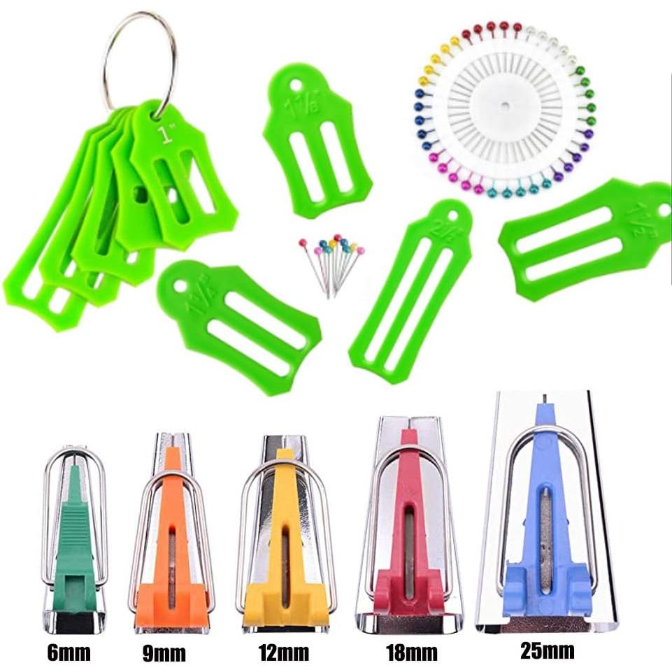 HONEYSEW Bộ 15 Kích Thước Vải Bias Băng Dụng Cụ May Vải Quilting Bias Binding Maker Đi kèm với 40 Ch