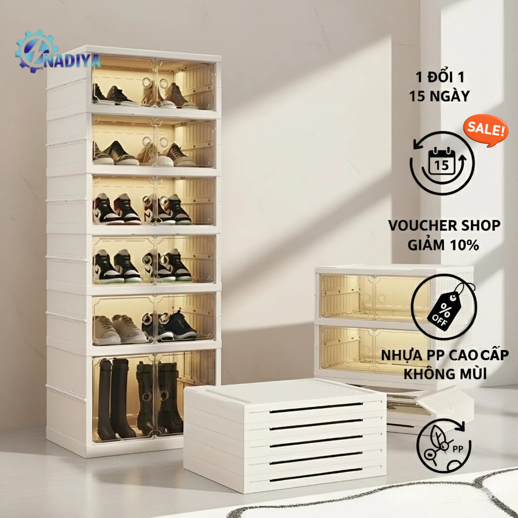 [Đặc lại] Tủ Giày Gấp Gọn Trong Suốt 3–6 Tầng, Thiết Kế Tiện Lợi, Chịu Lực Tốt, Tiện Dụng, Chống Bụi