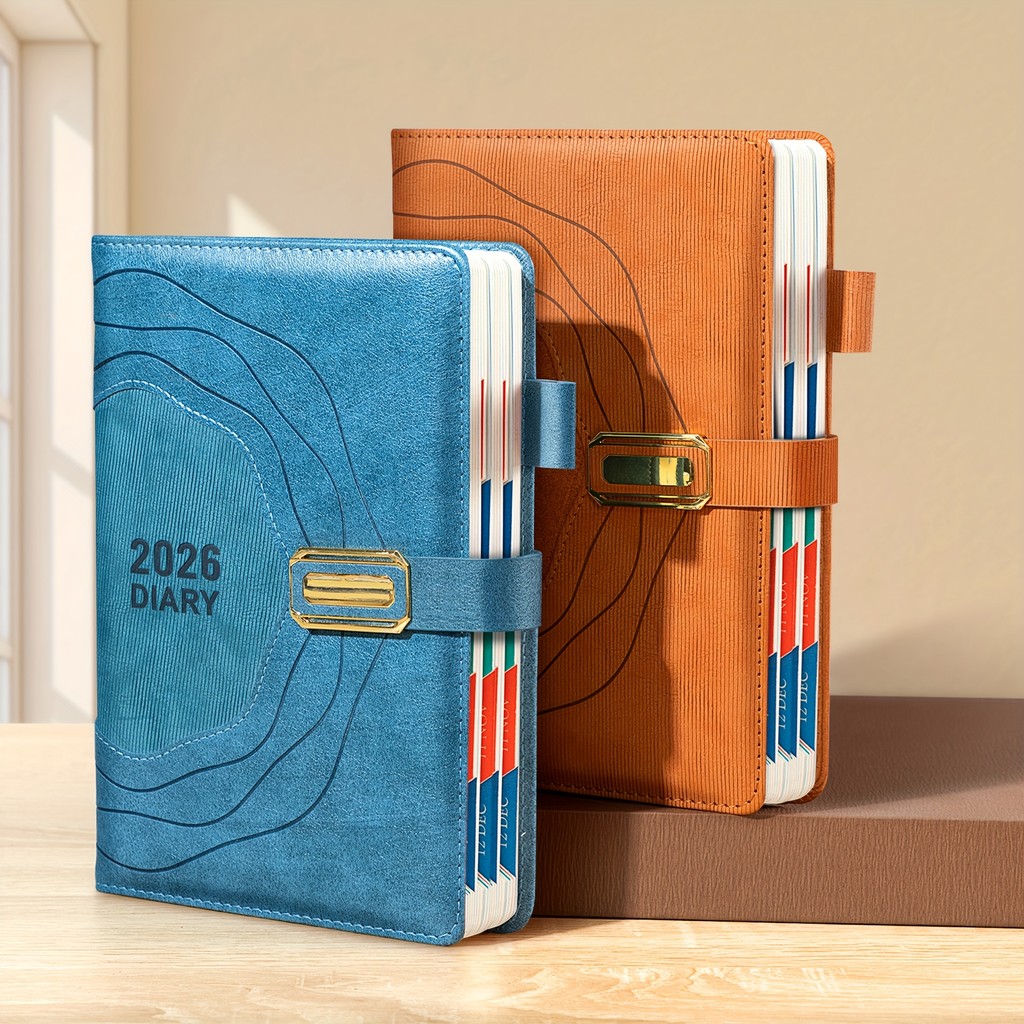 Kế hoạch lịch 2026 hoàn toàn mới, bìa dày 400 trang và sổ tay trang bên trong, ghi lịch trình, quản 