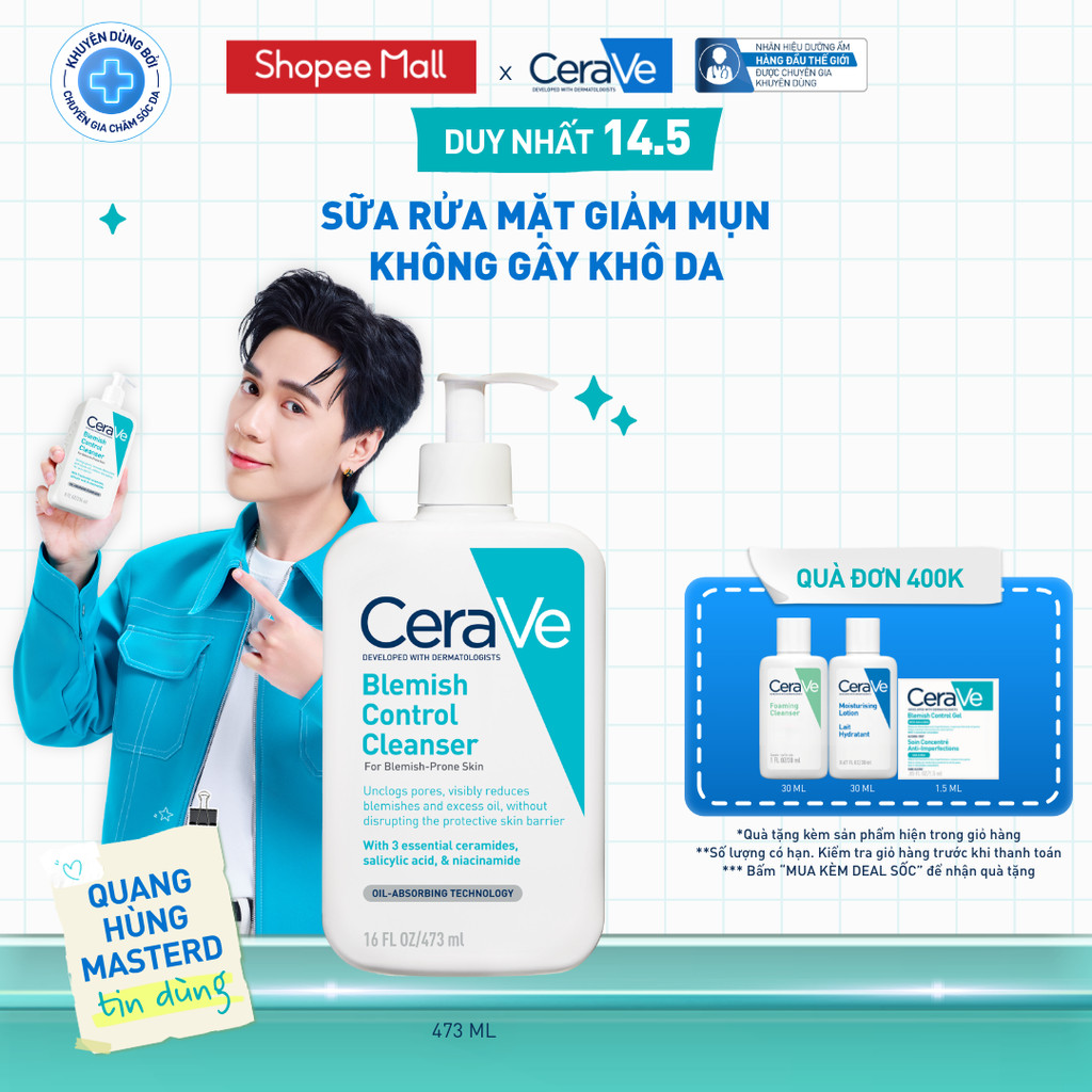 Sữa rửa mặt giảm mụn CeraVe Blemish Control Cleanser 473ml