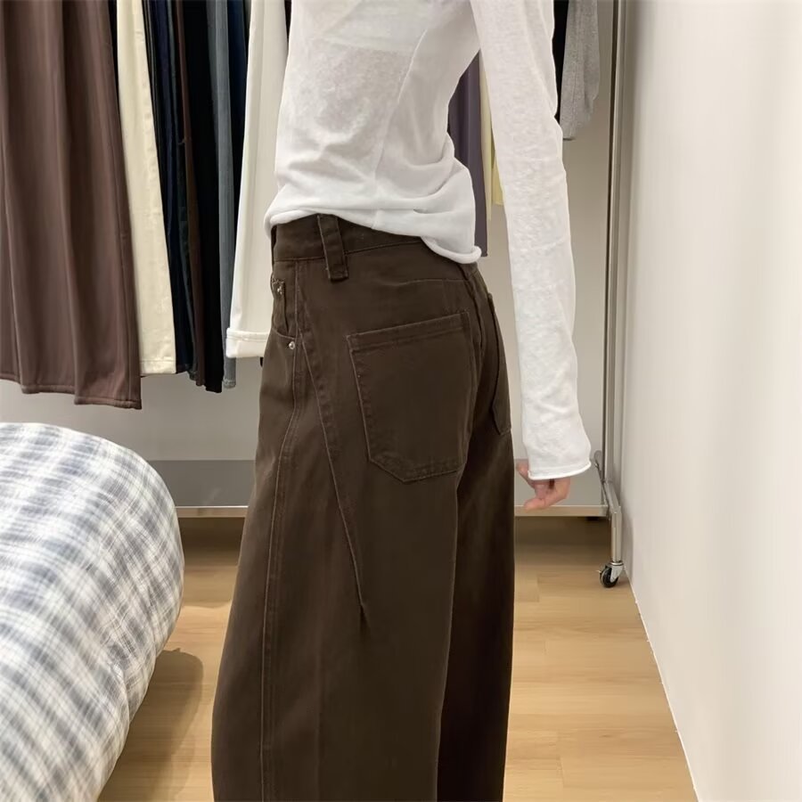 American American American American American Lad Retro Jeans Nam Phố Cao Cấp Đau Khổ Màu Nâu Rời Bé 