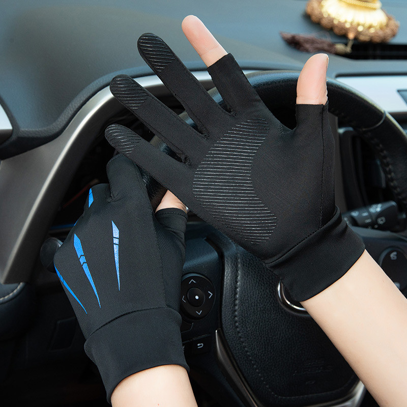 Găng tay lụa băng hai ngón mùa hè Găng tay câu cá thể thao ngoài trời Găng tay câu cá Half-Finger Ic