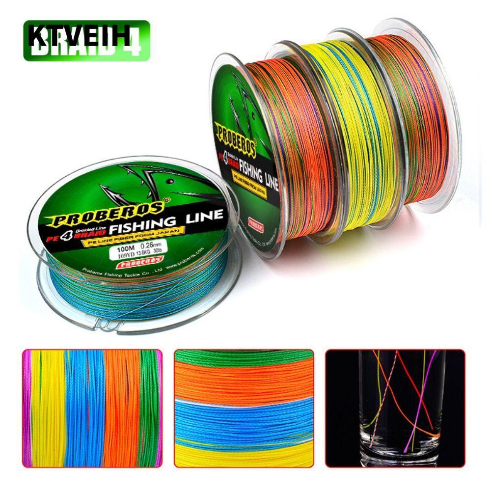Ống chỉ co giãn KTVEIH, 4 dây câu PE Plaiting, phong cách PE đầy màu sắc 100m Monofilament 100m 100m