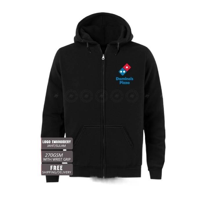 Zip Áo Sulam Domino 's Pizza Thức Ăn Nhanh Master Pizza Cực Lớn Pizza Baju Lelaki Cotton Thêu Thời T
