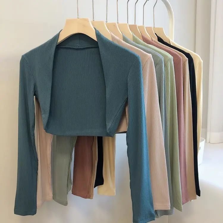 Ballet Dance Gymnastics Long-Sleeved Waistcoat Yoga Clothes Fitness T Shirt Sports Training Office N