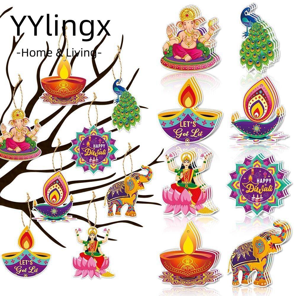 YYlingx Mặt dây treo cửa YYLINGX Diwali, Giấy Happy Diwali Diwali Treo Đồ trang trí, Đồ trang trí tư