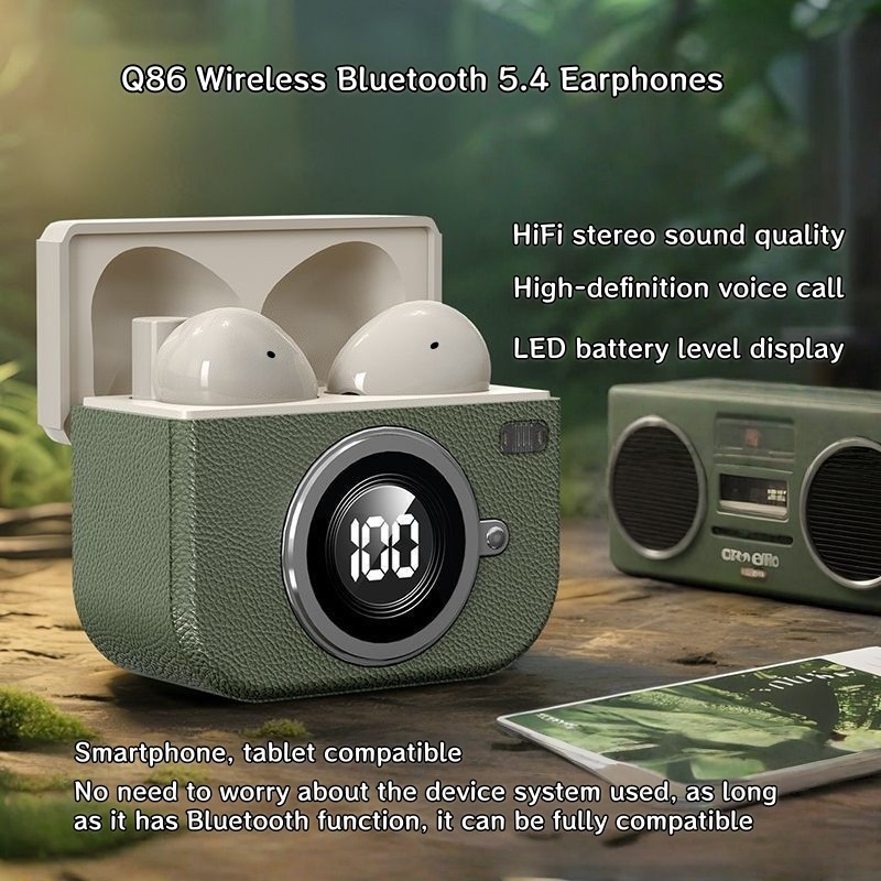 Tai nghe Bluetooth không dây thực sự Q86, micrô tích hợp, gọi độ phân giải…