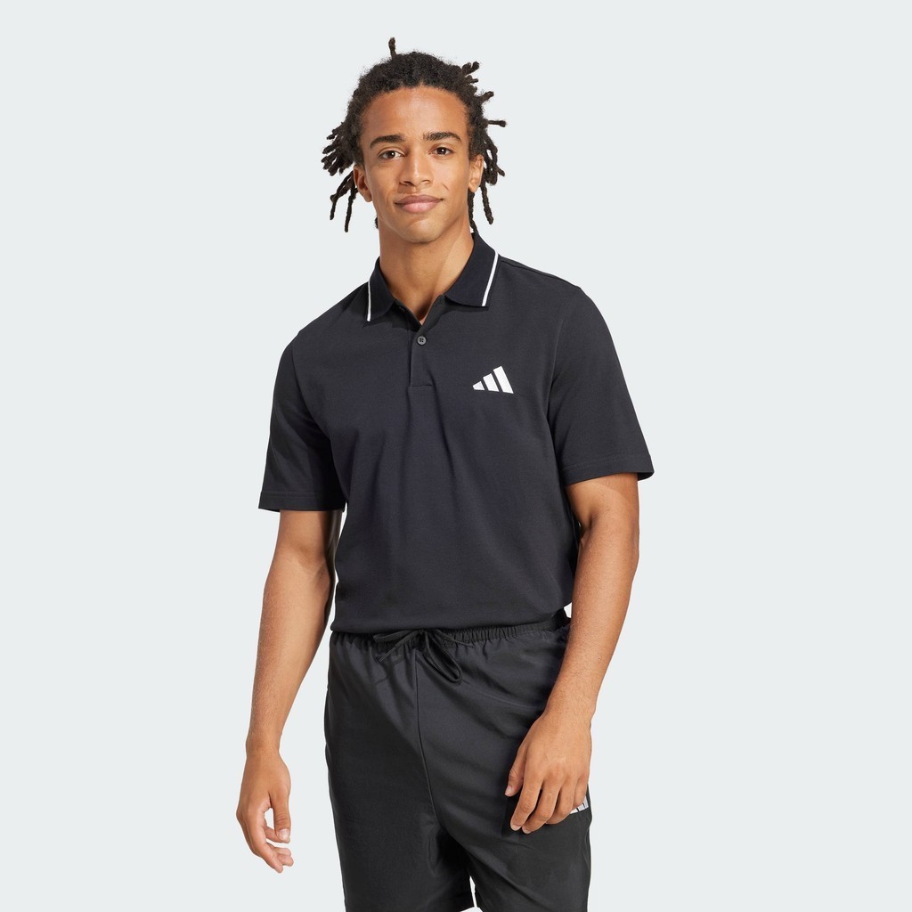 adidas Lifestyle Essentials Small Logo Piqué Polo Shirt Men Black JE9023