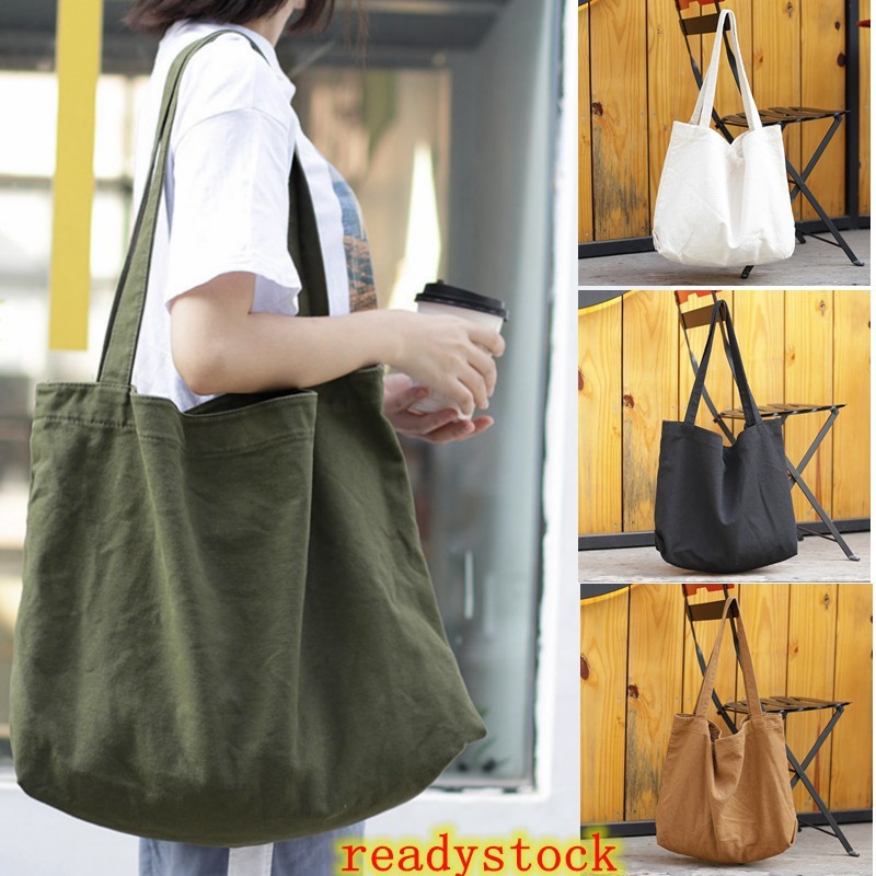 Túi xách đeo vai Totebag vải trơn EA3 cỡ lớn