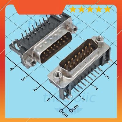 [3 Cái]- Cổng DB15 Đực 15 Chân Cong 90 Độ 2 Hàng Hàn PCB IoT Maker 90