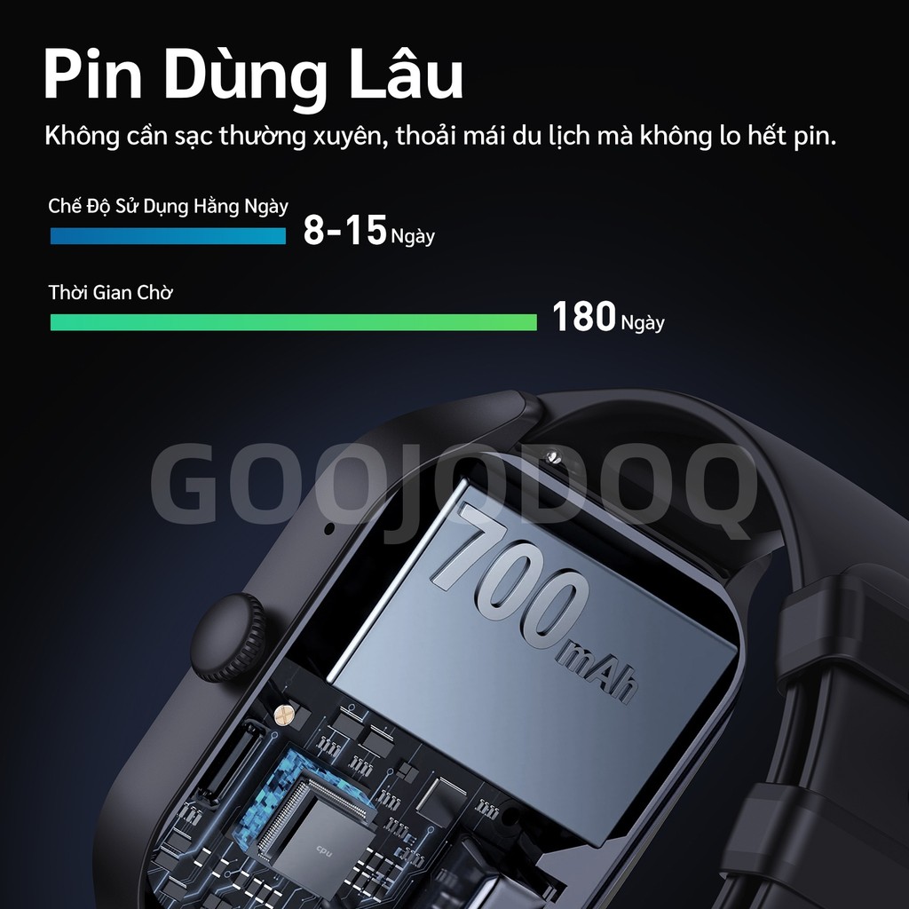Đồng hồ thông minh GOOJODOQ 700mAh sở hữu màn hình HD 2.01 inch tính năng theo dõi sức khỏe cả ngày giao diện lập thể 3D | BigBuy360 - bigbuy360.vn