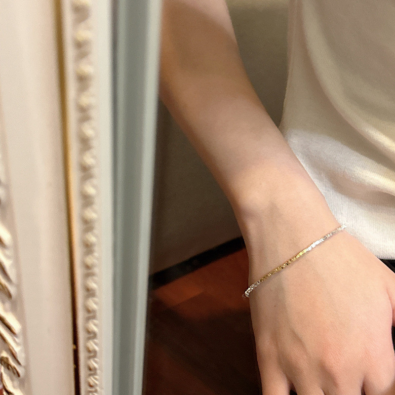 MYEW S925Pure silver design, fashionable gold and silver contrasting color fragmented silver bracele