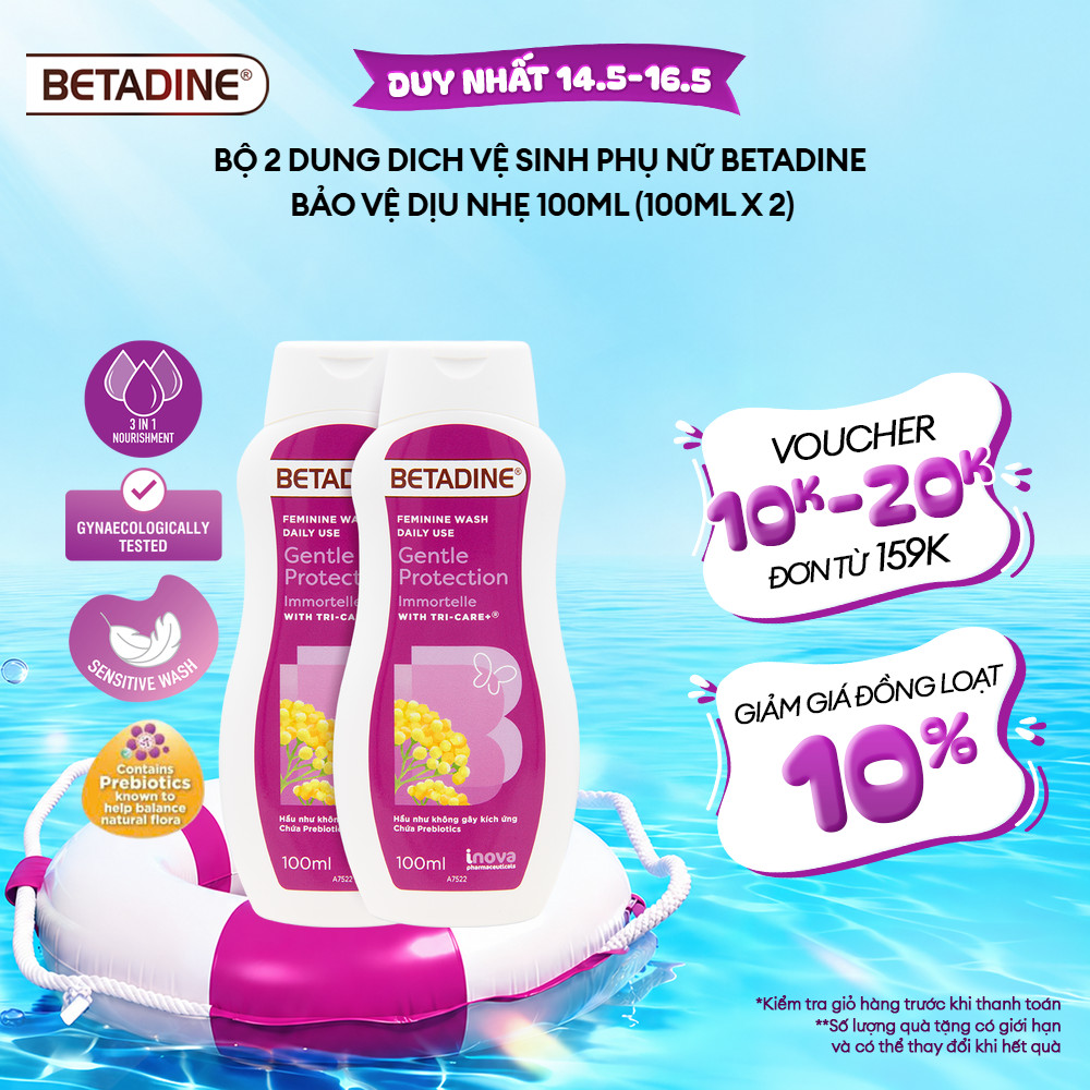 Bộ 2 Dung dịch vệ sinh phụ nữ Betadine Bảo Vệ Dịu Nhẹ
