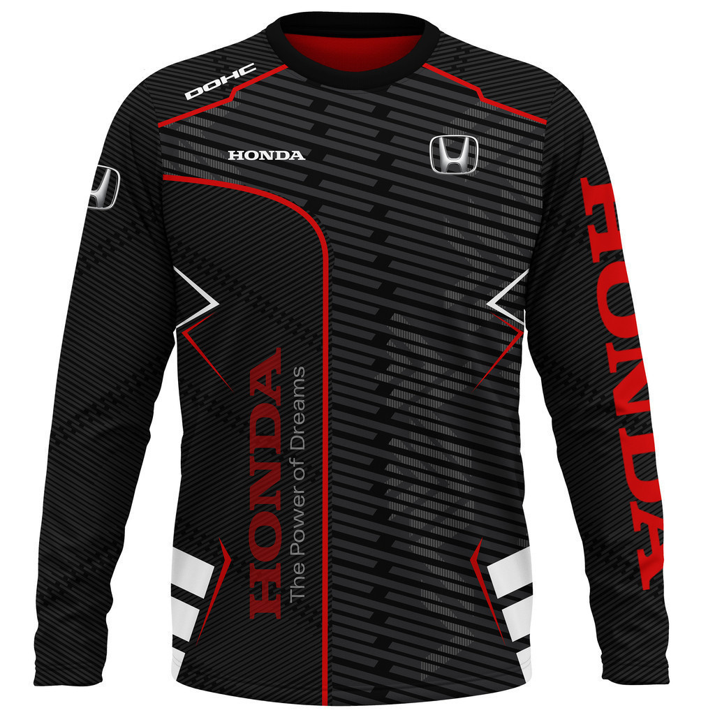 Cổ Tròn Tay Dài F1 Honda HONDA Tay Dài Công Thức Một Đội Đua 3D In Hình Nam Top Jersey
