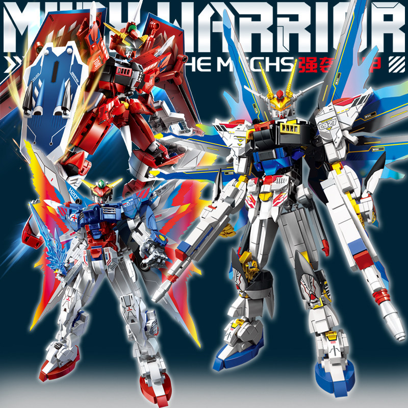 LEYI Khối xây dựng Mobile Gundam Suit Wing Robot Justice Strike Mecha Đồ chơi lắp ráp