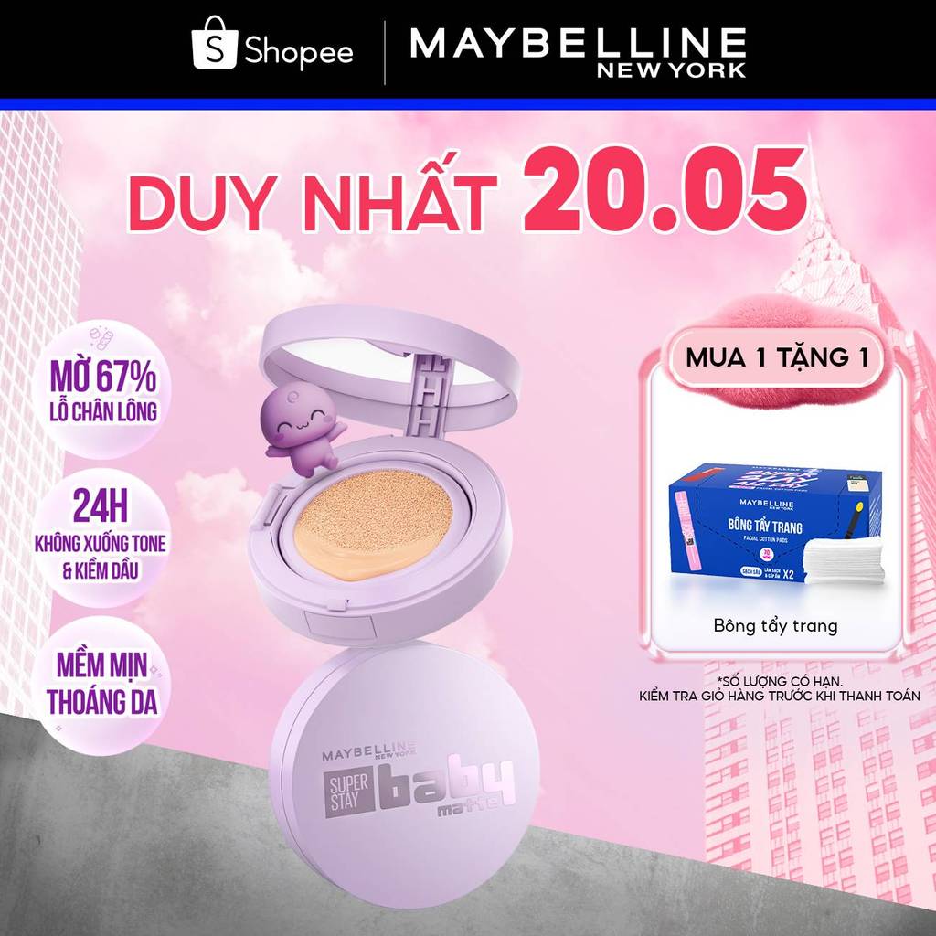Phấn nước Superstay 24H Baby Matte Cushion Maybelline New York [MỚI]