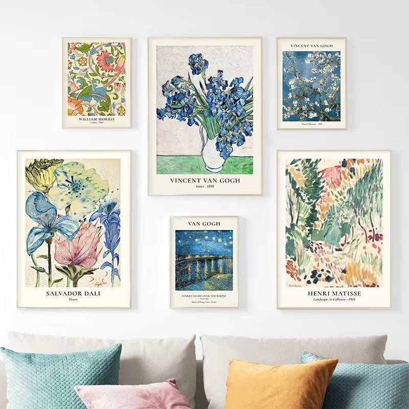 Van Gogh Star Vase Series Poster Wall Art Matisse Vintage Flower Poster No Frame Canvas Painting Flo