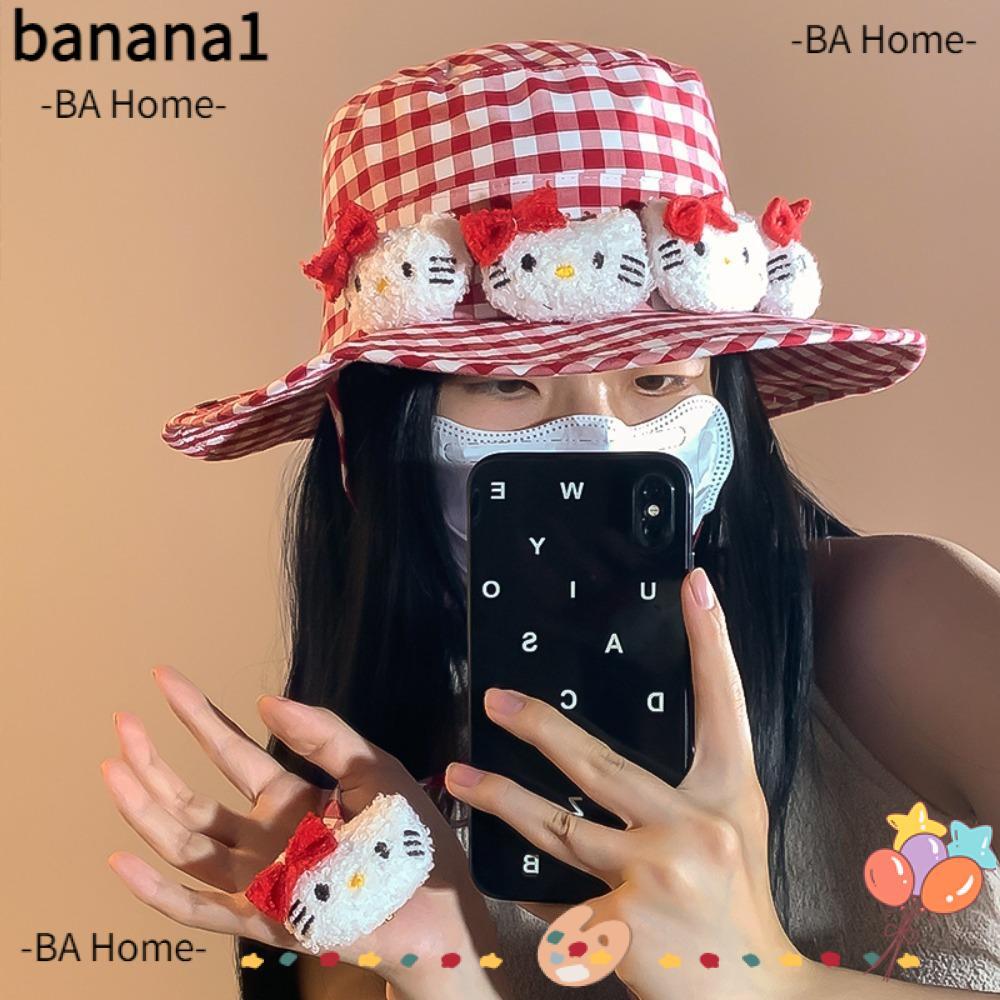 Mũ chống nắng BANA, Mũ ngư dân Hello Kitty hoạt hình thoáng khí, Mũ xô Sanrio chống tia cực tím Hell