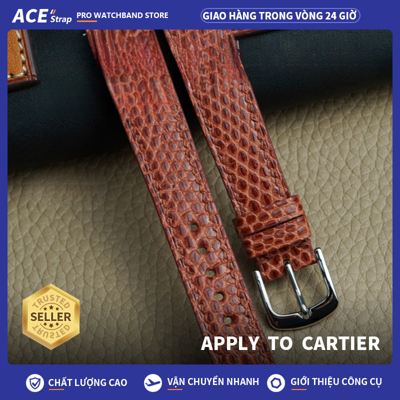Áp dụng cho CARTIER, Dây đeo đồng hồ bằng da thằn lằn chính hãng 16mm / 17mm / 19mm / 20mm / 22mm ch