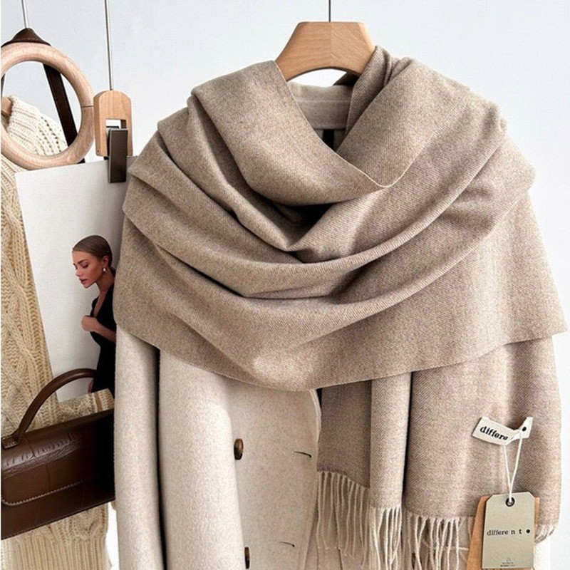 Khăn choàng cổ trơn Different tone màu Neutral chất Cashmere dạ len mềm mịn Khăn len quàng cổ mùa thu đông nam nữ | BigBuy360 - bigbuy360.vn