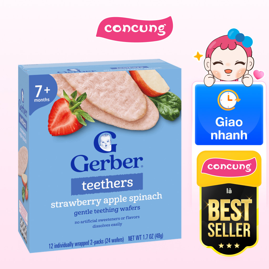 Bánh gạo Gerber vị Dâu Táo Cải bó xôi