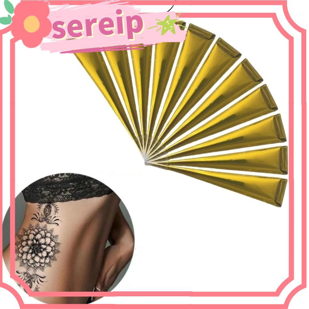 SEREIP Henna Tattoo Cream, Bán vĩnh viễn Dễ sử dụng Henna Paste Cone, Kem xăm màu nâu đen tạm thời M