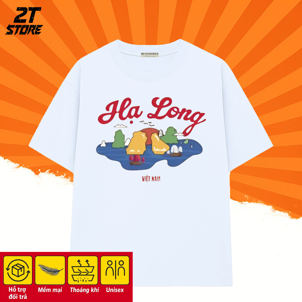 Áo Thun Unisex Nam Nữ Form Rộng Oversize Thoáng Mát, In Hình "DU LỊCH HẠ LONG", Áo Thun Du Lịch