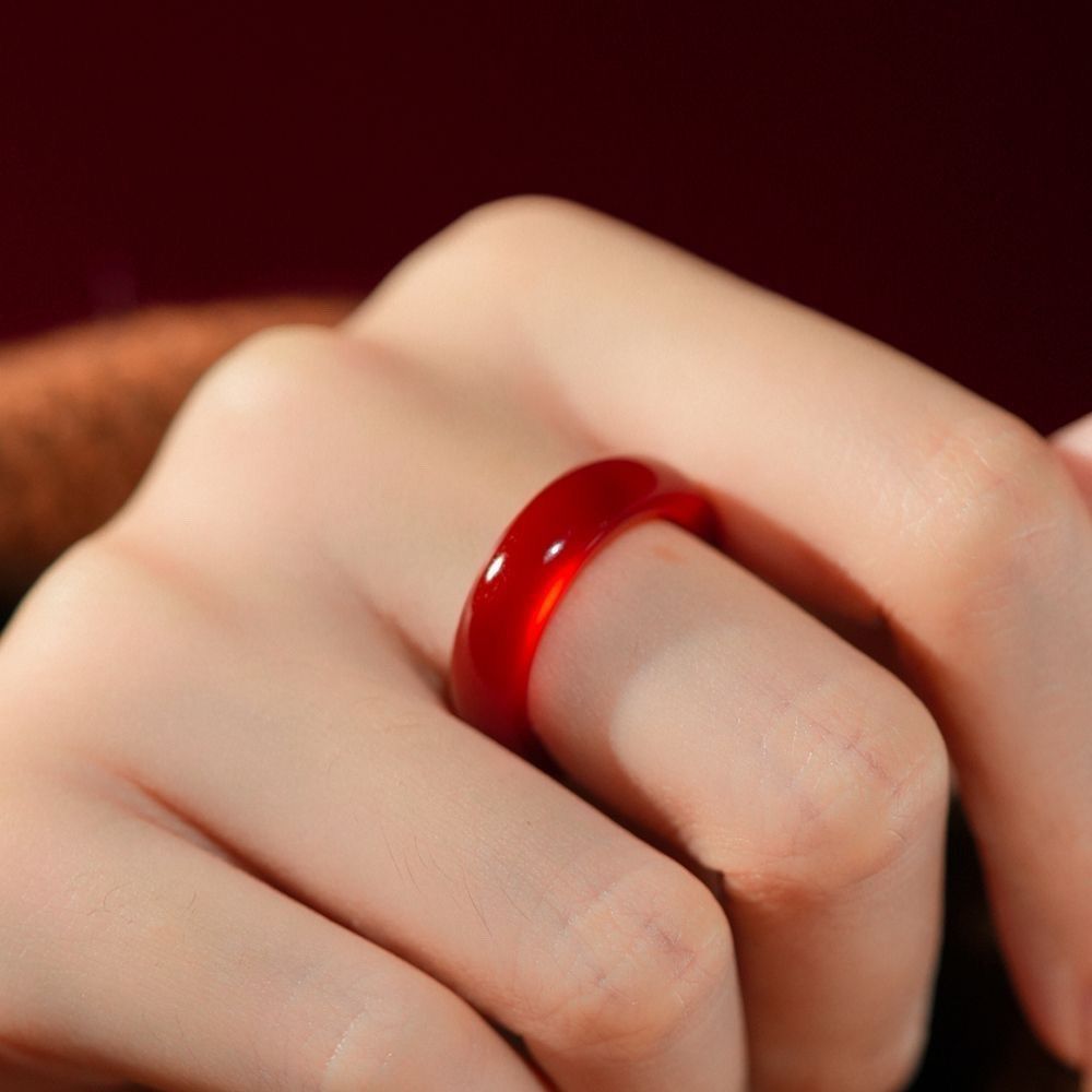 Chất Lượng Cao Tự Nhiên Đỏ Mã Não Chalcedony Nhẫn Ngọc Nữ Ngọc Thật Đồng Bằng Nhẫn Benming Năm Nhẫn 