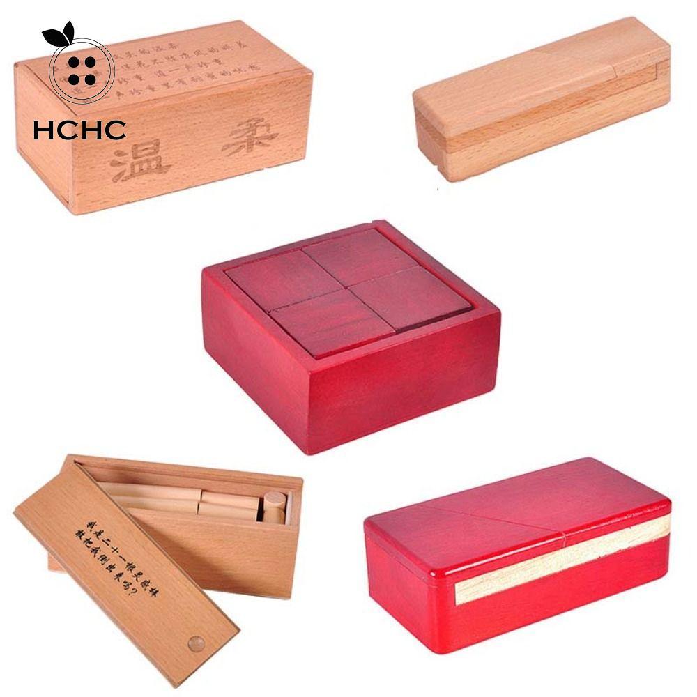 HCHC Gỗ Brain Teaser Puzzle, Luban Lock Mở Khóa IQ Puzzle Mind Brain Teaser, IQ Logic Game 3D Mở Hộp
