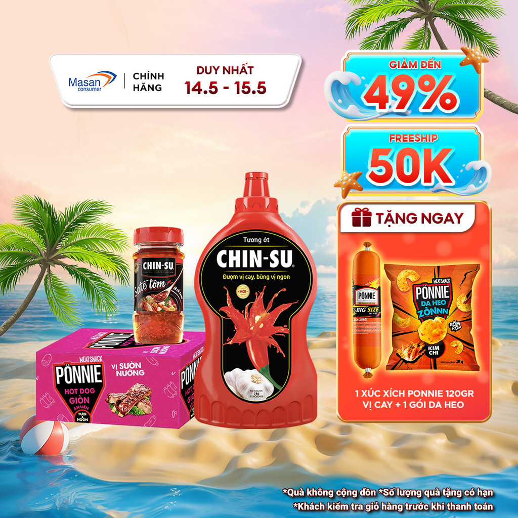 Combo 1 tương ớt 2 kg + 1 hotdog Ponnie sườn nướng + 1 sate CHIN - SU