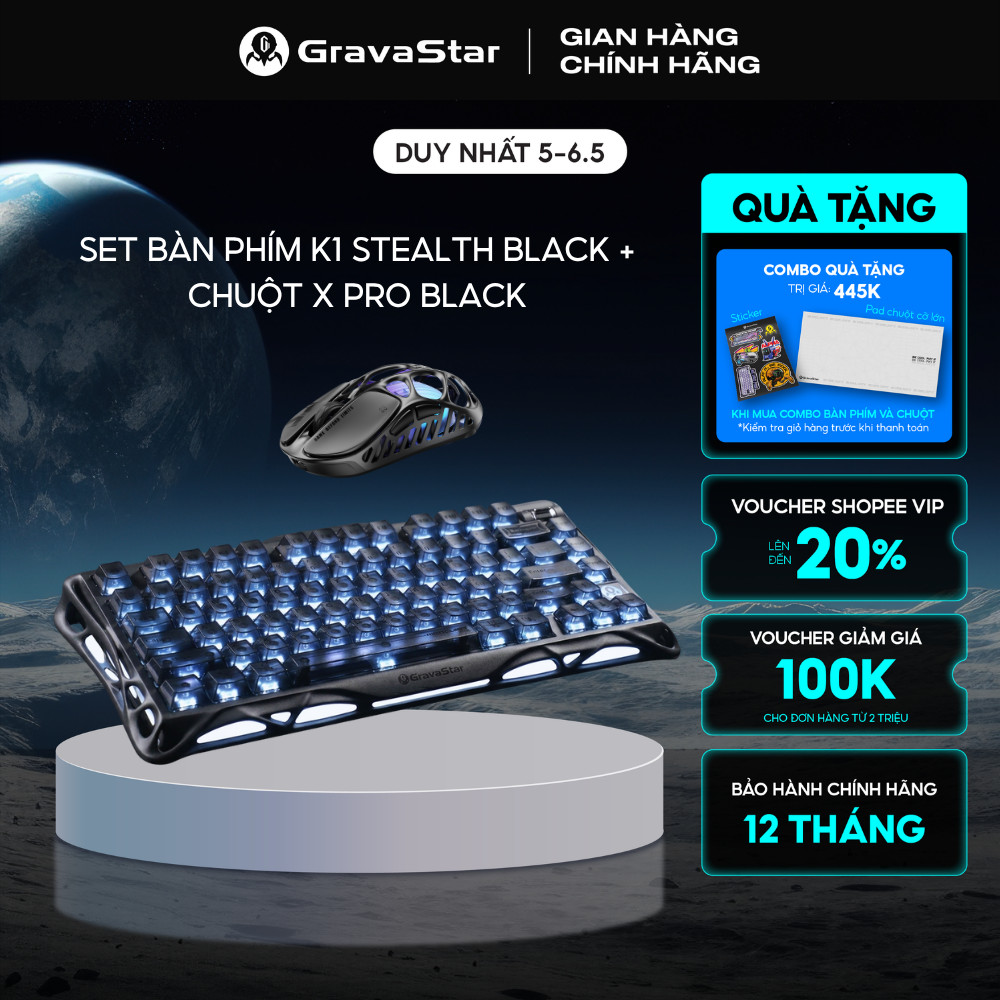 Bộ bàn phím và chuột Gaming Gravastar Mercury K1 và Chuột Gaming dành cho Game thủ