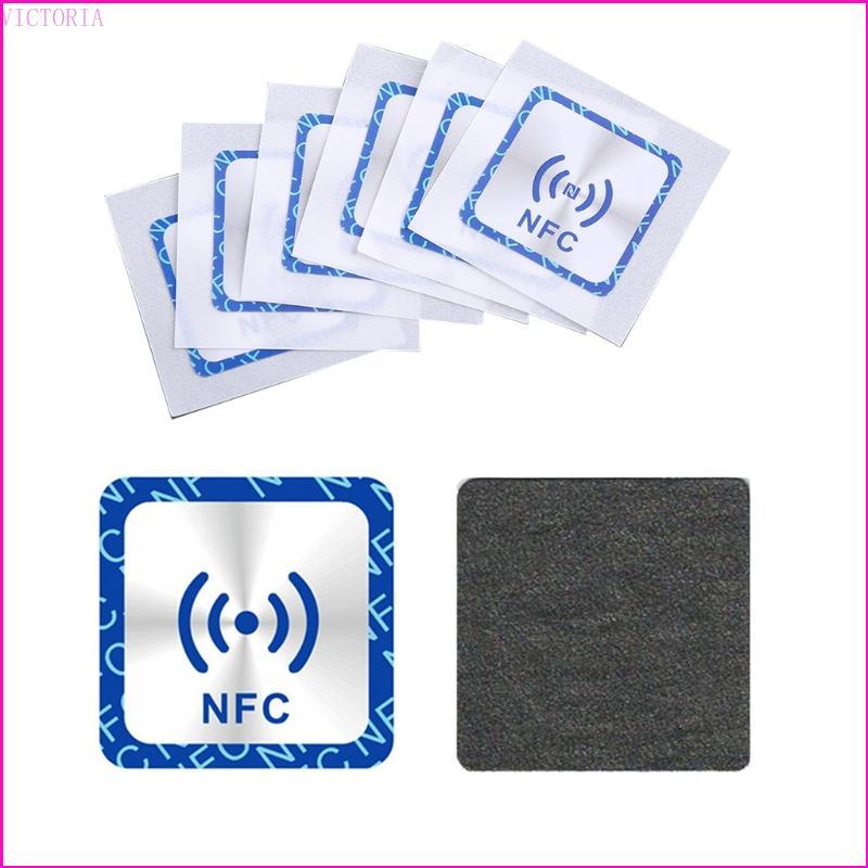 VIC Bộ 6 Miếng Dán Chống Kim Loại Ntag213 NFC Ntag213 Thẻ Dán Vuông NFC Miếng Dán