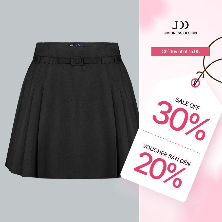 Chân váy xếp ly sườn đai bản nhỏ 4S09.2502K, chân váy tennis kèm đai thiết kế bởi JM Dress Design