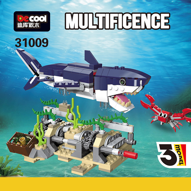 [Sẵn sàng giảm giá] Đồ chơi khối xây dựng Lắp ráp Great White Shark Boy Undersea Adventure Deep Sea 