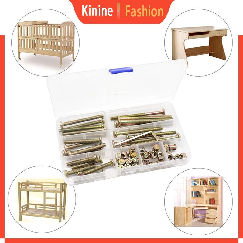 KIN M6x40mm 50mm 60mm 70mm 80mm Nắp ổ cắm lục giác Vít thùng Nuts Bộ phân loại cho giường Đầu giường