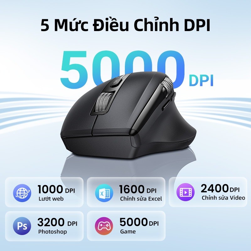 Chuột không dây cuộn siêu nhanh UGREEN Bluetooth 5.4 2.4G Công thái học 5000DPI cho MacBook laptop | BigBuy360 - bigbuy360.vn