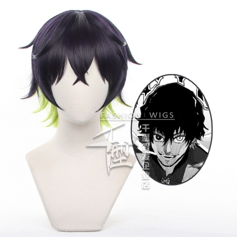 Tóc giả anime Oliver Aiku màu xanh cho cosplay, 30cm, tóc ngắn, tổng hợp chịu nhiệt