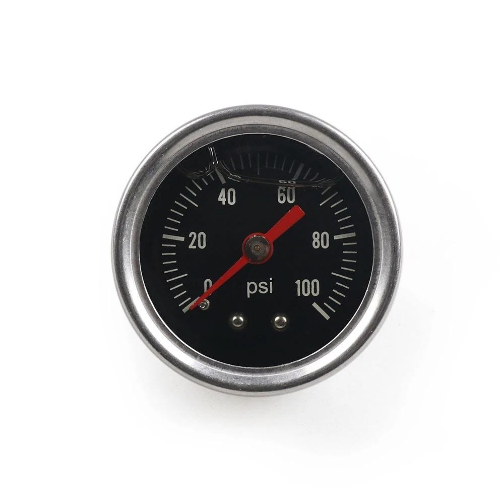 ​Đồng hồ đo điều chỉnh áp suất nhiên liệu đa năng màu đen 0-60psi 0-100psi Chrome lỏng