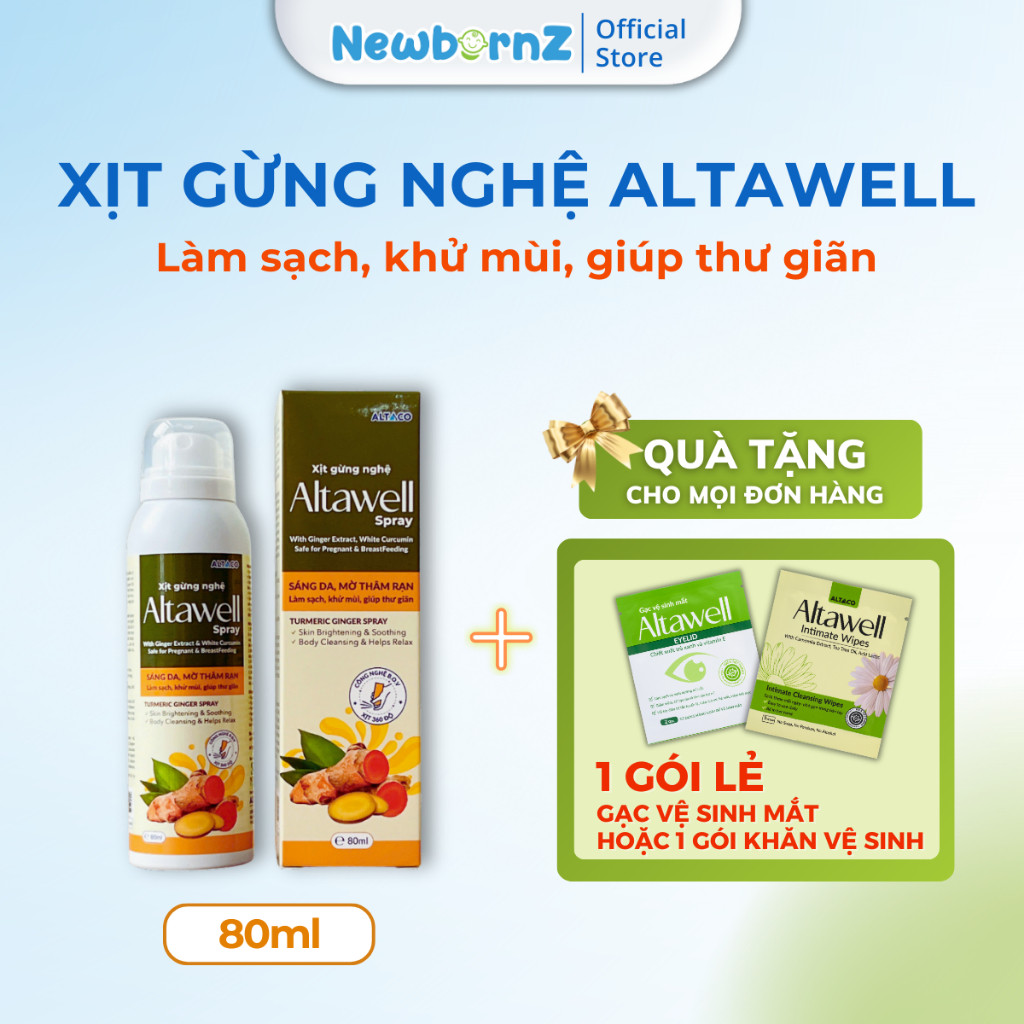 Xịt gừng nghệ Altawell Spray Hỗ trợ Sáng Hồng Da Tự Nhiên cho Mẹ bầu & Mẹ sau sinh