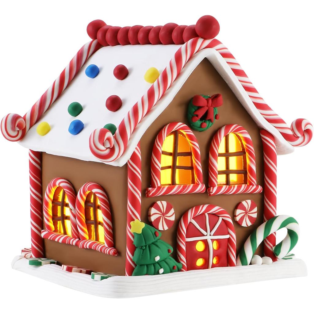 Gingerbread Nhà Chạy Bằng Pin Giáng Sinh Cottage LED Gingerbread Nhà Để Bàn Trang Trí Nhà Đồ Trang T
