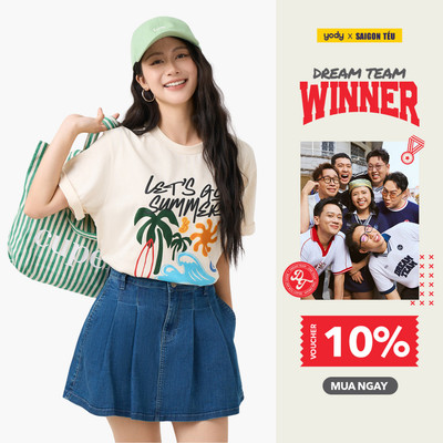 Set áo thun gia đình, đội nhóm YODY mặc du lịch in chữ Let's Go Summer thoáng mát WCTS26S020
