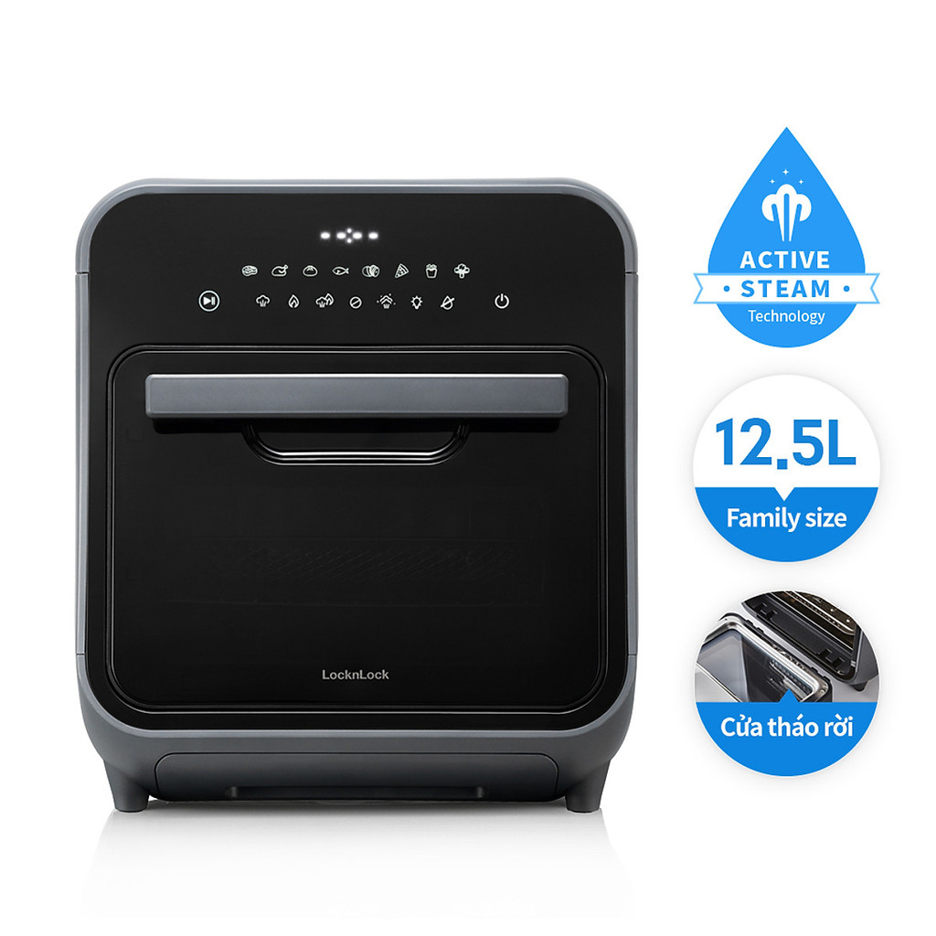 Lò nướng chân không kết hợp chức năng hấp Lock&Lock EJF693GRY Steam Air Fryer Oven (12.5 Lít)